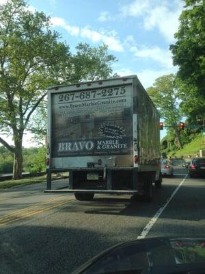 Here they are, driving up Kelly Drive, where trucks are prohibited!