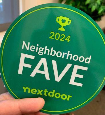 Very proud to receive the 2024 NextDoor award for being a Santa Clarita Neighborhood Favorite!