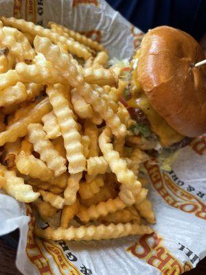 Cheeseburger and fries