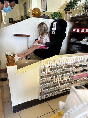 Children's chair for pedicures.