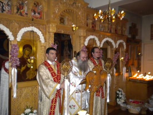 Bishop Anthony giving the Paschal Homily of St. John Chrysostom.