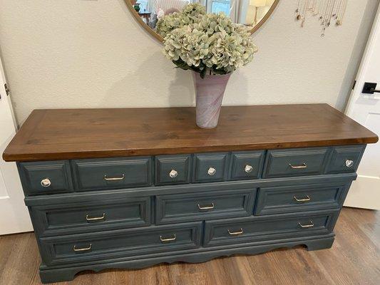 35 year old solid wood dresser makeover.