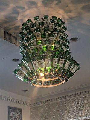 Jamison bottle chandelier.  Very cool