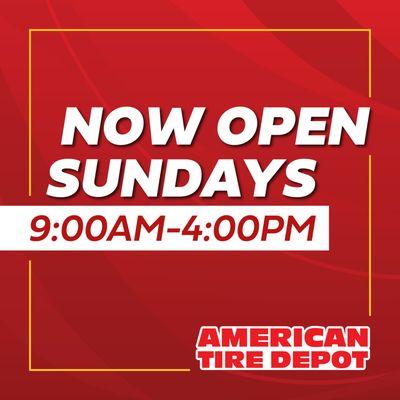 We are now open Sundays!