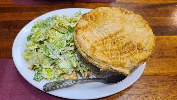 Chicken Pot Pie with Caesars Salad ($18.99) also includes a slice of Pie  01-23-2024