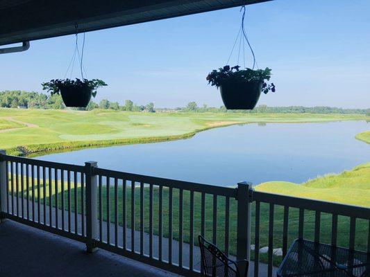 View from the clubhouse deck overlooking Holes # 9 and 18.