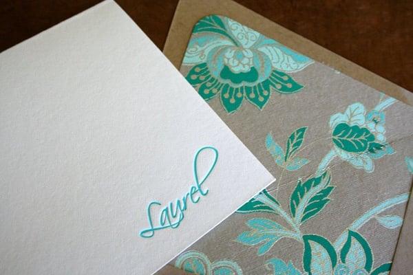 Personal Stationery in Aqua & Taupe!