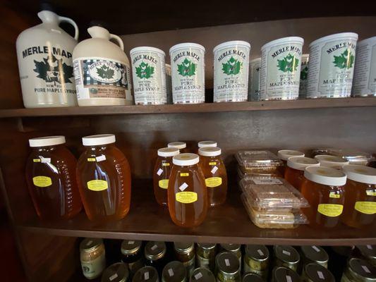 Local maple syrup and honey.