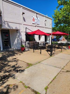 Outside patio - there's lighting under the umbrellas