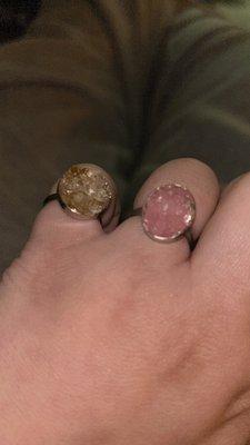 My rose quartz ring My citrine ring  My ruby ring