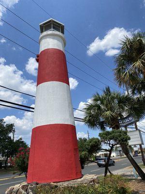 Lighthouse that is a landmark for the restaurant