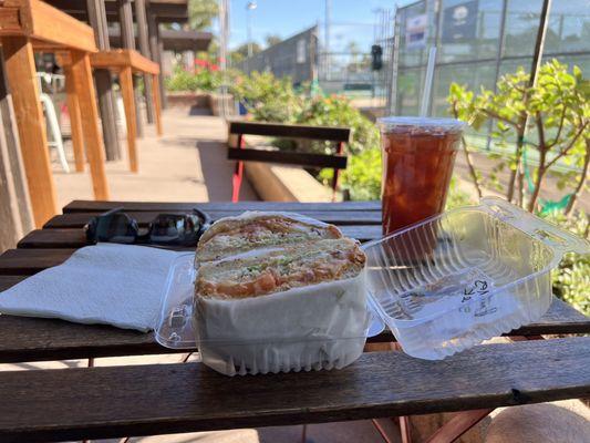 Large iced tea and a Barnes Chipotle sandwich