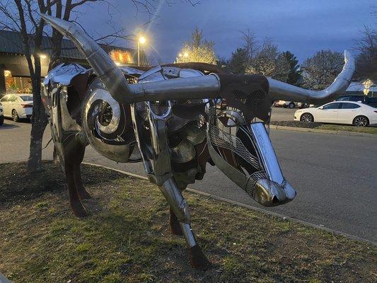 Beautiful steel sculpture outside the restaurant