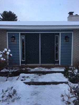 After- remodel new door, new trim ,new lights and new siding plus full paint. Also new roof and trim