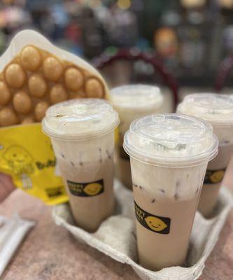 OG bubble waffles and milk tea with rock salt cream