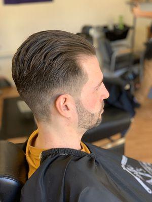 Number one fade with beard trim and line up