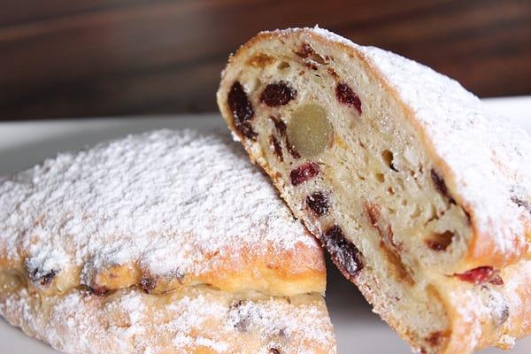 Holiday limited edition: Stollen, a traditional German bread. Available in slice or whole bread.