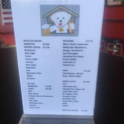 Drink menu