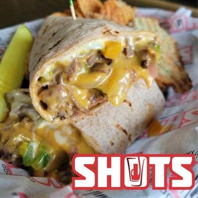 Philly Cheese Steak wrap for a tasty lunch special