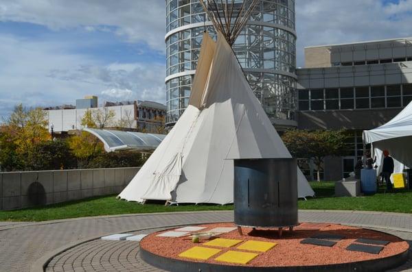 This is the fire pit that burned for 7 days and 7 nights at the Parliament of world religions. Very large fire pit for the Native Americans