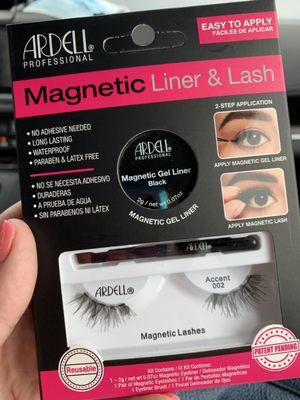 Magnetic lashes in the back right corner of the store