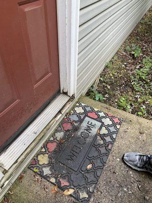 Crumbling front door frame