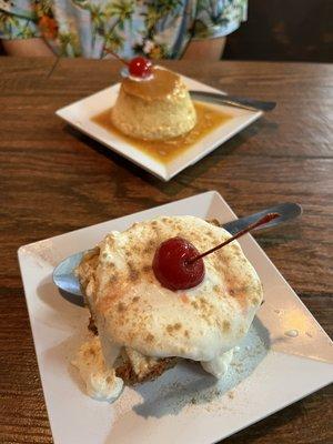 Flan and tres leches cake