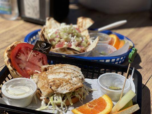 Tuna Bowl and Grilled Mahi Mahi sandwich