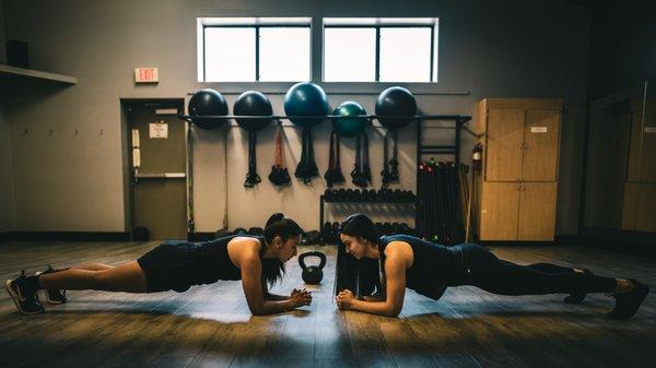 Plank challenge in our exercise room.