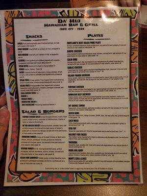 Food menu