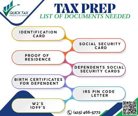 Documents needed to file your personal income tax