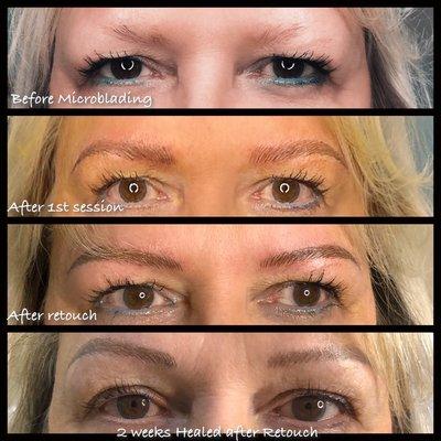 Microblading progressive results.