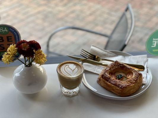 Breve cortado and tomato basil danish!