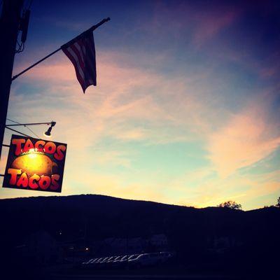 Sign At Sunset