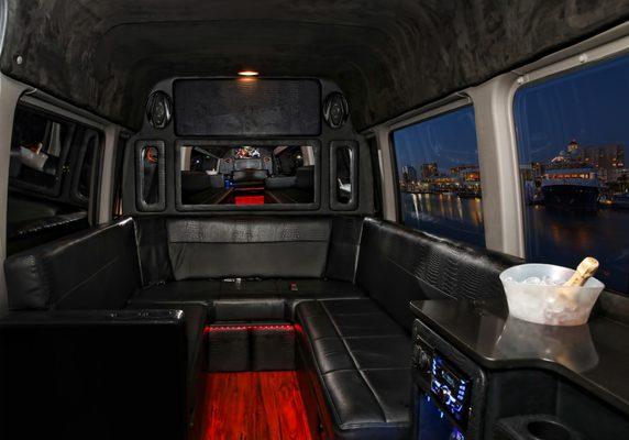 Sprinter Luxury Limo Custom lighting and comfort.