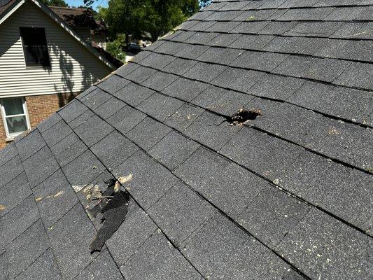 Damaged roof