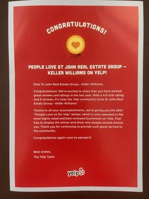 Thank you to all my clients who have helped us grow and receive this honor from yelp!