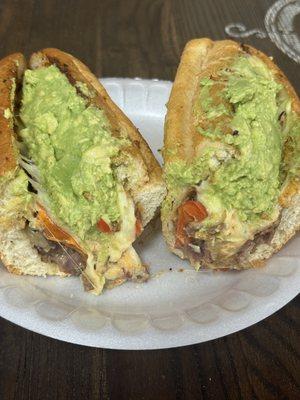 Philly Cheesesteak with chipotle and avocado! Soo good and big portions!