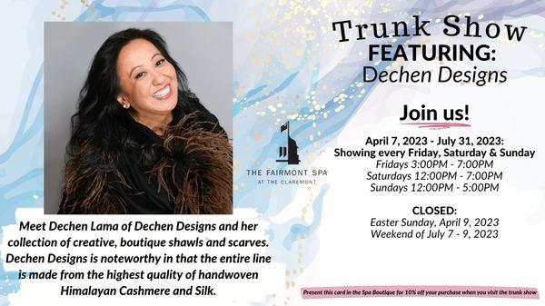 2023 Weekend Trunk Show Schedule at The Claremont Club & Spa, a Fairmont Hotel