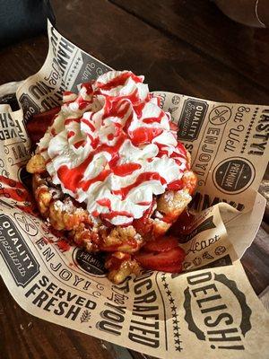 Funnel cake with strawberries