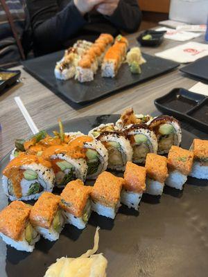 Bottom plate - Sapporo roll , Boston roll, American dream roll Top plate - Maryland roll, Sapporo roll, ?