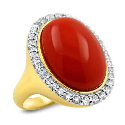 14  K Diamond Coral Ring