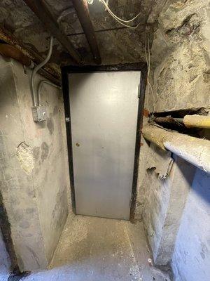 New fire door installation in the basement