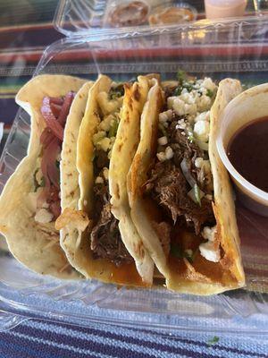 Chicken and beef tacos