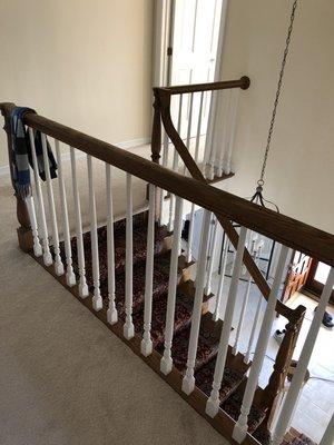 We refinish oak handrails. Strip the finish and stain and varni