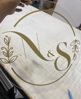 Clear acrylic sign