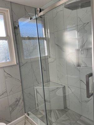 Bathroom Renovation with Carrara tiles all over