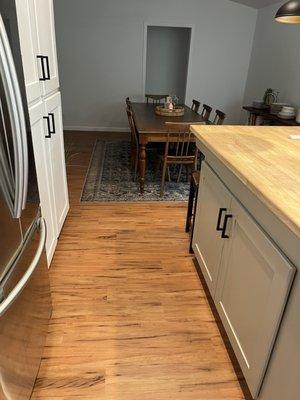 Kitchen flooring and living room