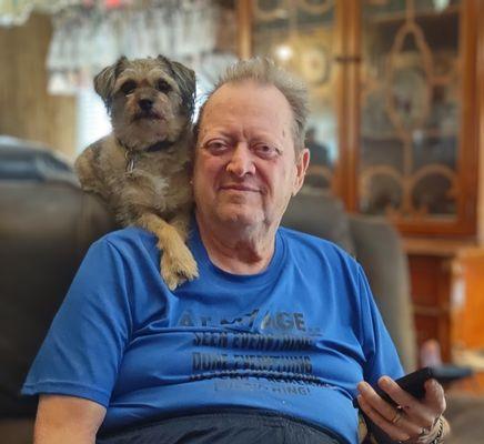 My dog with my father, who also passed away this year.