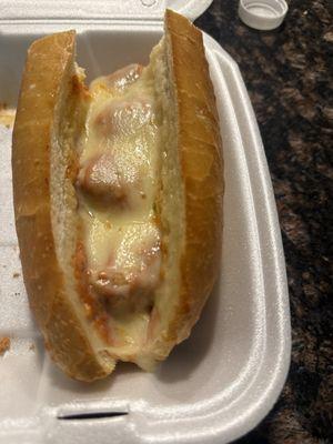 A large meatball sub. Well supposed to be where the hell is the meatballs they charge you for a large but give you bread